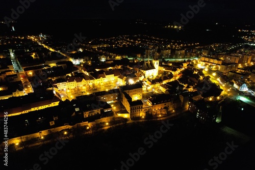 Louny historical old city in Ceske Stredohori Czech republic scenic aerial panorama view  Ústí nad Labem Region photo