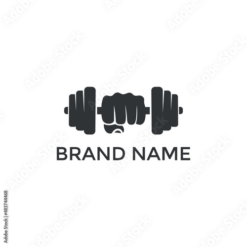 hand barbel logo design vector template