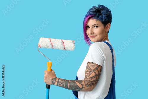 Female painter with bright ...