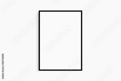 Frame mockup 5x7, 50x70, A4, A3, A2, A1. Single black frame mockup. Clean, modern, minimalist, bright. Portrait. Vertical.