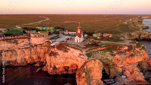  Temple chapel of St. Nicholas on Cape Tarkhankut on the Crimea. photo