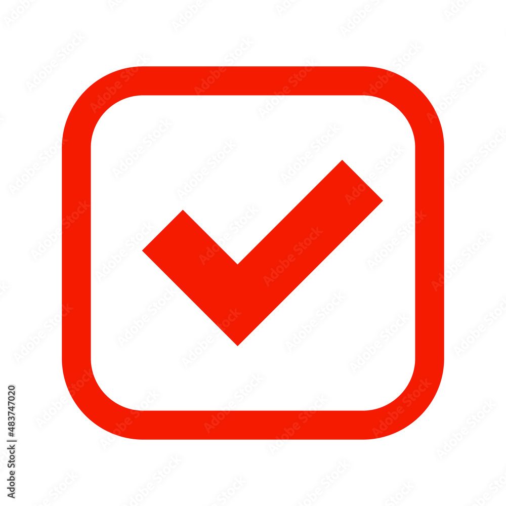 Red checkbox icon. Confirmation and authentication. Vector Red checkbox icon. Confirmation and authentication. Vector