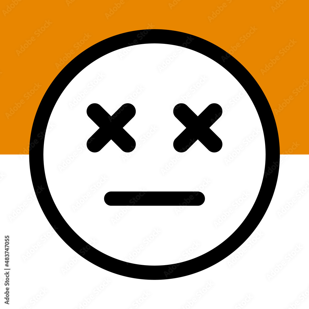 Obraz premium Face icon with cross-marked eyes. Vector.