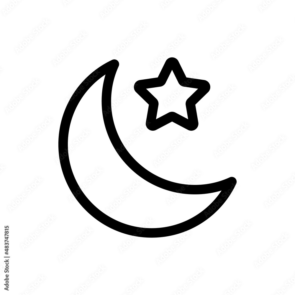 Crescent moon and star icon. Vector. Crescent moon and star icon. Vector.