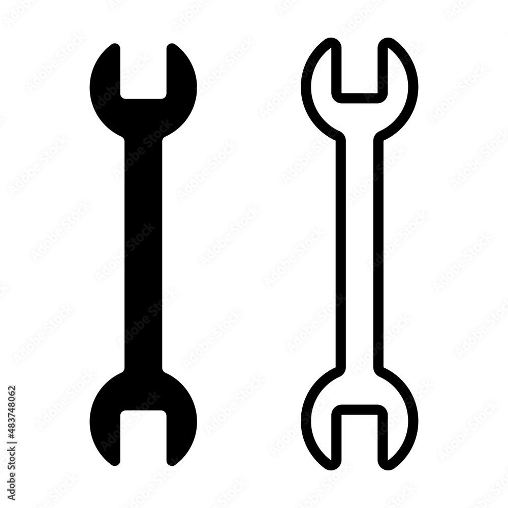 A set of wrench icons. Vector. A set of wrench icons. Vector.