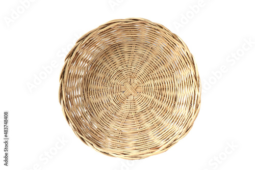vintage weave wicker basket isolated on white background photo