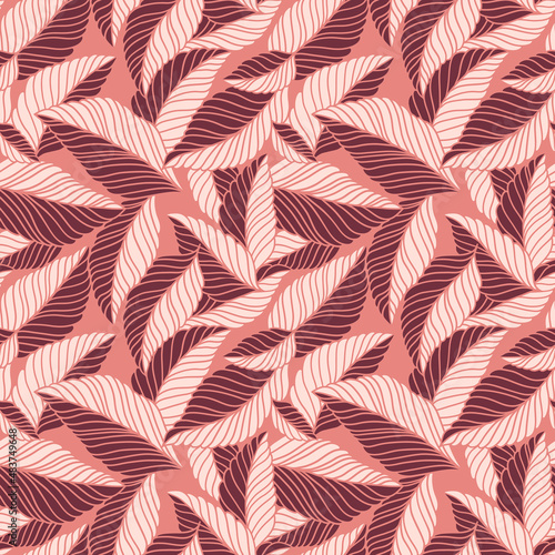 Elegant seamless pattern with delicate leaves. Vector Hand drawn floral background.