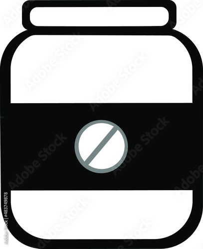 Medical jar with pills , vector , logo