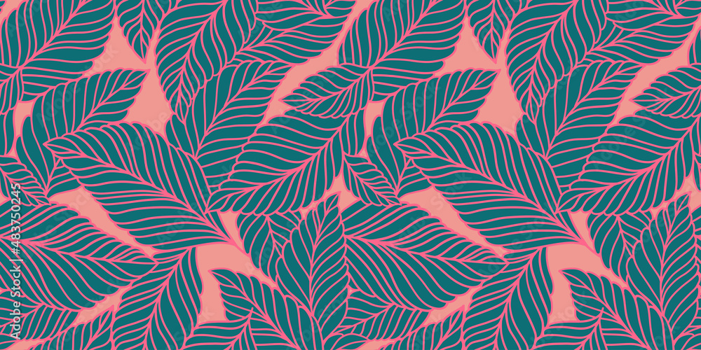 Elegant seamless pattern with delicate leaves. Vector Hand drawn floral background. Elegant seamless pattern with delicate leaves. Vector Hand drawn floral background.