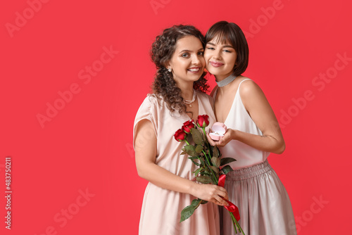 Young lesbian couple with e...