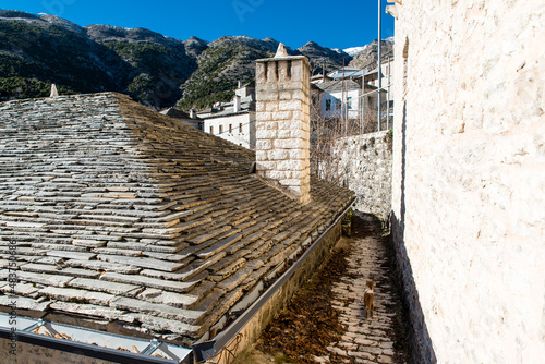 Syrrako village on a beautiful day, at Tzoumerka mountains, Ioannina, Epirus, Greece photo