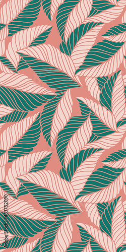 Elegant seamless pattern with delicate leaves. Vector Hand drawn floral background.