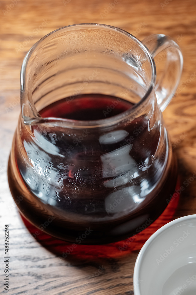 Brewing specialty coffee from Kenya in a Hario v60 Brewing specialty coffee from Kenya in a Hario v60