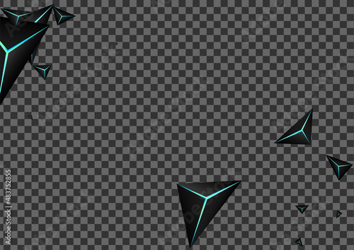 Dark Triangular Background Transparent Vector. Obsidian Facet Gradation. Polygon Effect Illustration. Onyx Luxury Backdrop.