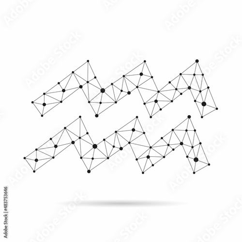 Geometric Zodiac sign design silhouette. Aquarius. Black line vector illustration