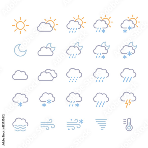 Weather forecast icons set