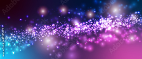 Space background. Magical color galaxy with realistic nebula and lots of shining stars. Infinite universe and starry night. Colorful cosmos with stardust and the Milky Way. Vector illustration.