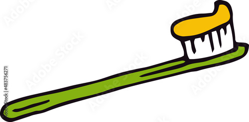Green Toothbrush with Toothpaste
