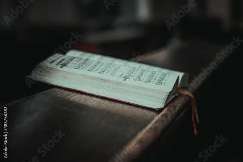 book for singing psalms in the interior of the church