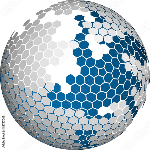 Abstract hexagonal 3d sphere vector background