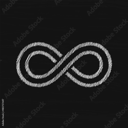 Infinity white sketch vector icon. Trendy flat design style