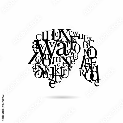Typography woman silhouette, vector illustration