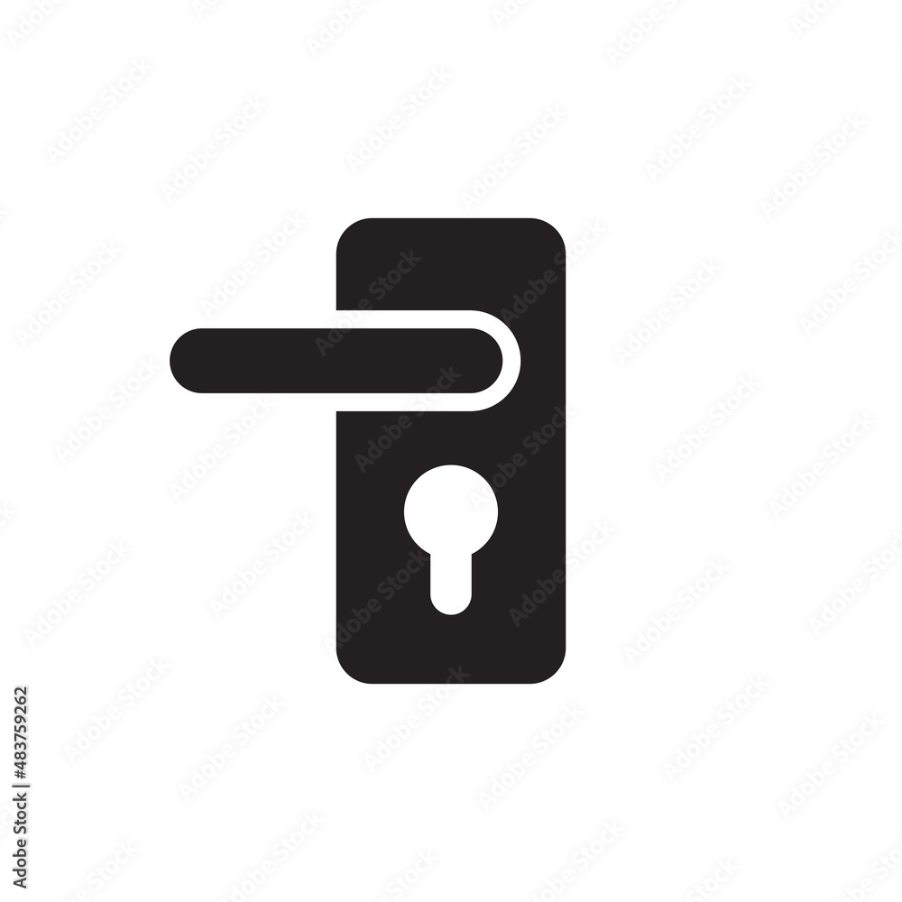 Door lock icon, black isolated on white background, vector illustration. Door lock icon, black isolated on white background, vector illustration.