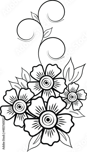 Flowers and leaves on white background. Vector illustration. © Asianpixel