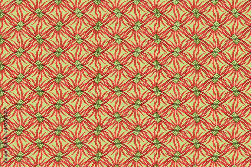 Abstract patterned floral background composed of small chilli peppers Abstract patterned floral background composed of small chilli peppers