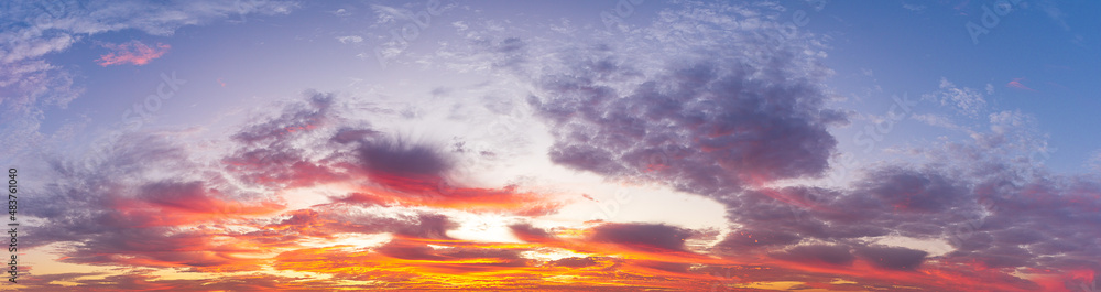 beautiful morning and colorful clouds, twilight sky, panoramic nature phenomenon background