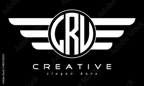 LRU three letter monogram type circle letter logo with wings vector template. photo