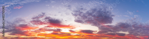 beautiful morning and colorful clouds, twilight sky, panoramic nature phenomenon background © c_atta