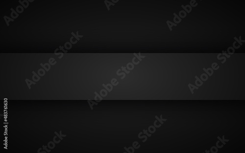 Black and grey design background with free space for your text. Modern wallpaper with overlap layers. Widescreen vector illustration