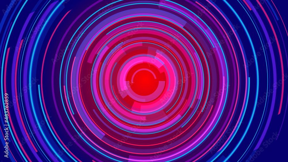 Obraz premium Abstract circle blue purple neon future technology background.