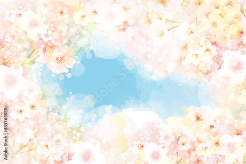 saku桜の背景イラスト　和柄 © ヨーグル