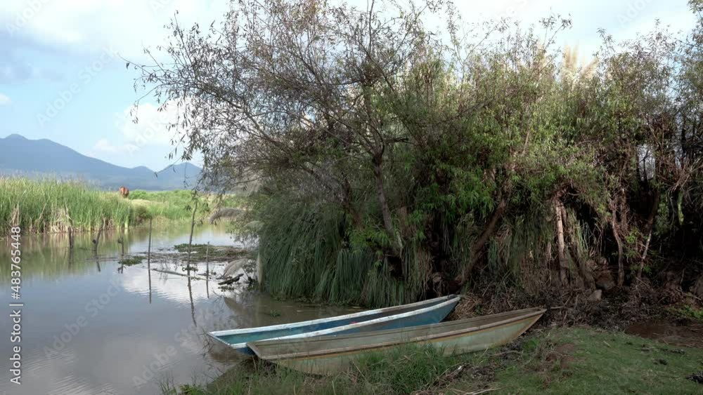 Canoes on the lake 