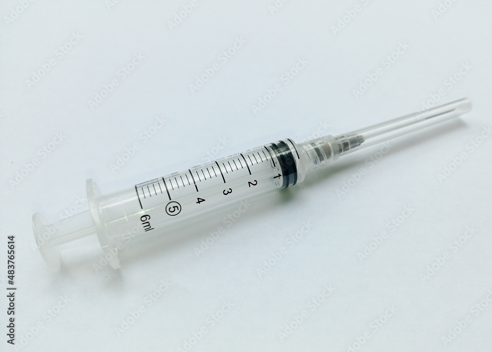 5 ml volumetric syringe on a white background. 5 ml volumetric syringe on a white background.