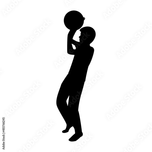 Silhouette of male kid throwing a ball

