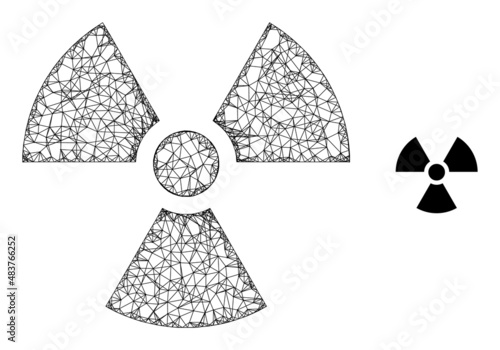 Vector wire frame radioactivity icon. Crossed frame 2d net abstract image based on radioactivity icon, made from crossed lines.