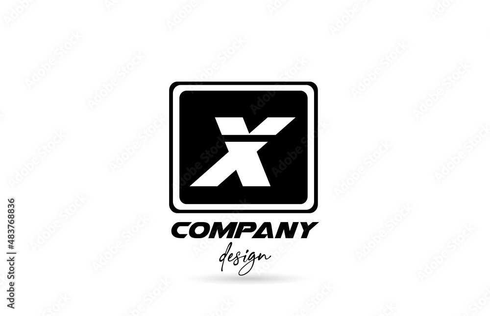 X alphabet letter logo icon with black and white design and square. Creative template for company and business X alphabet letter logo icon with black and white design and square. Creative template for company and business