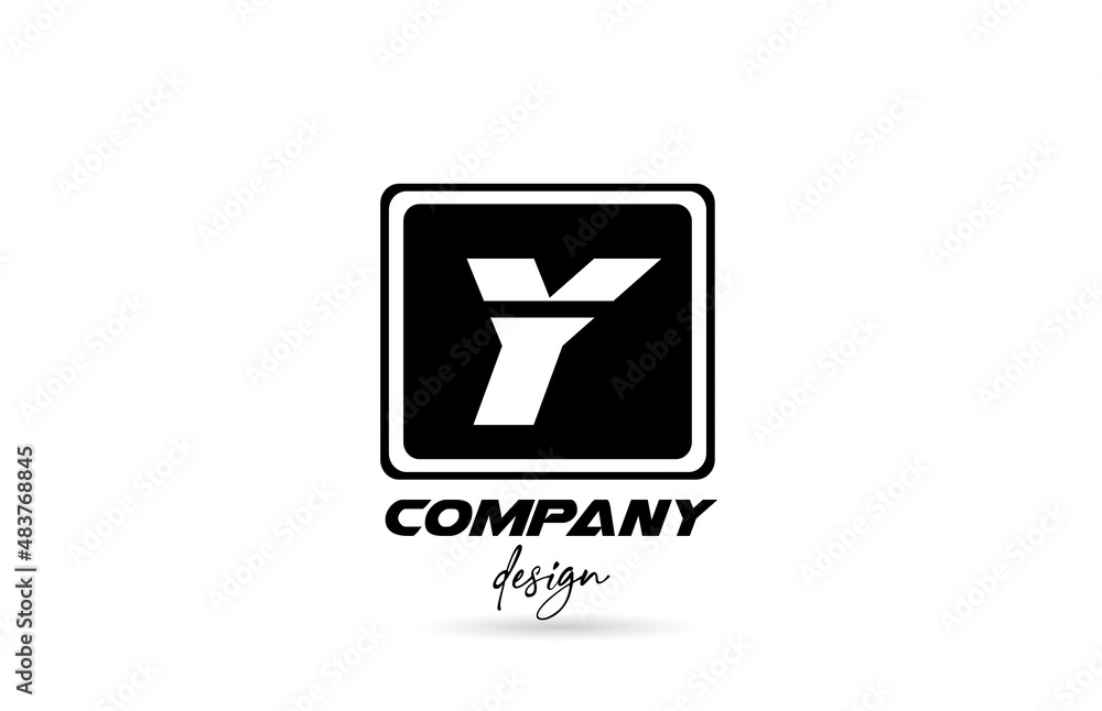 Y alphabet letter logo icon with black and white design and square. Creative template for company and business Y alphabet letter logo icon with black and white design and square. Creative template for company and business
