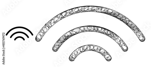 Vector wire frame Wi-Fi source icon. Wire carcass flat network abstract image based on Wi-Fi source icon, is created with crossing lines.