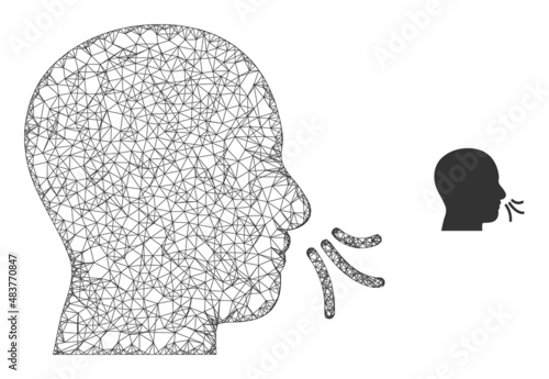 Vector net sniff icon. Hatched frame 2d net abstract image based on sniff icon, generated from intersected lines.