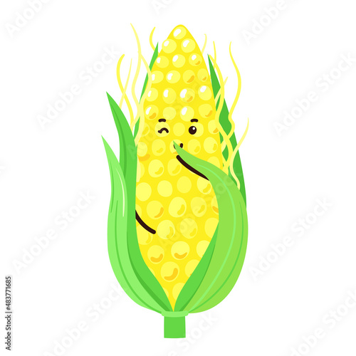 Cutie cartoon character shy corn