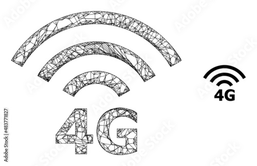 Vector crossing mesh 4G radio source icon. Crossed carcass 2d network abstract symbol based on 4G radio source icon, created from crossing lines.