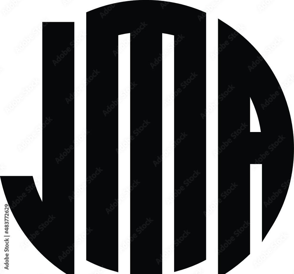Title: JMA Letter logo design with a circular shape vector in illustration. Title: JMA Letter logo design with a circular shape vector in illustration.