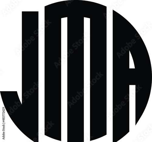 Title: JMA Letter logo design with a circular shape vector in illustration.