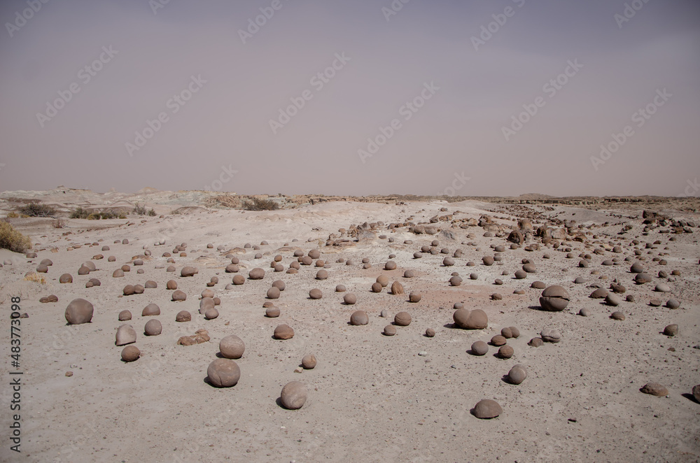 The dry arid desert landscape of the Moon Valley in Argentina The dry arid desert landscape of the Moon Valley in Argentina