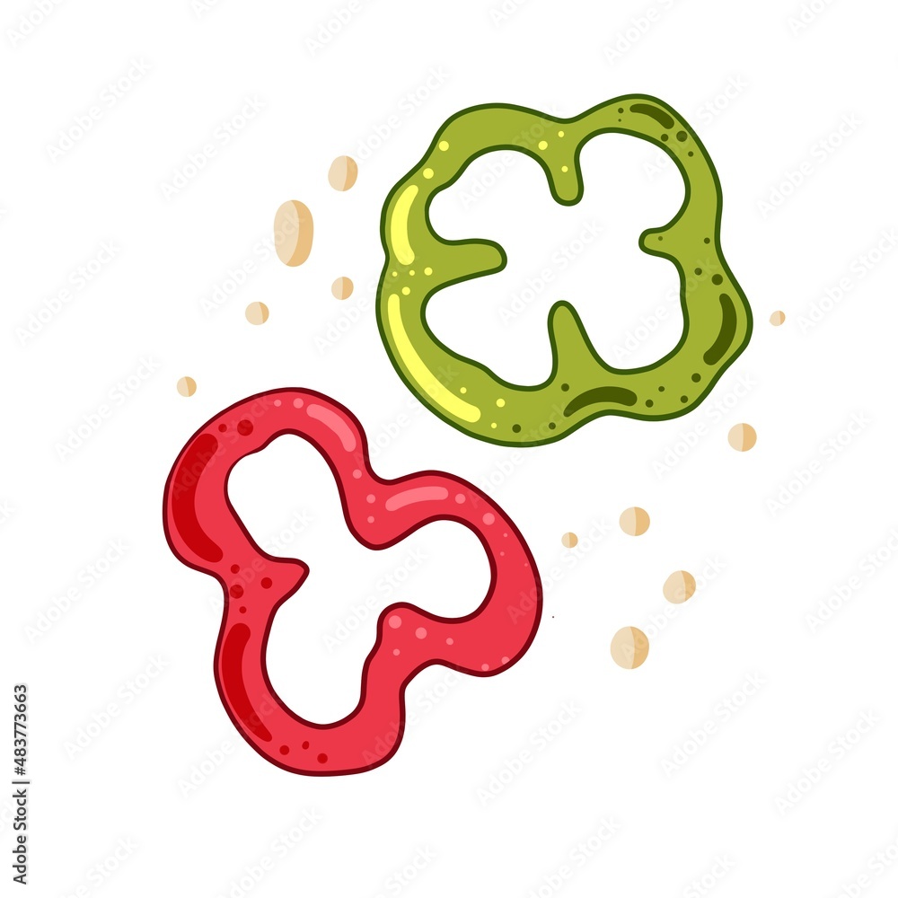 Sweet pepper rings red and green isolated Sweet pepper rings red and green isolated