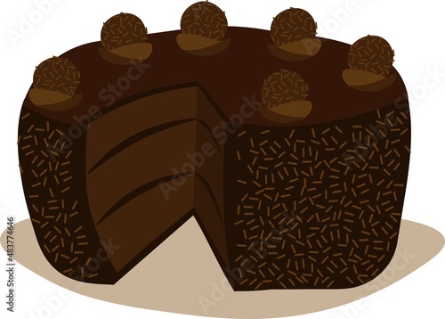 chocolate cake bolo de brigadeiro brasil sweet dessert vector icon